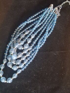 Multi-Strand Blue Beaded Necklace - Women's Jewelry